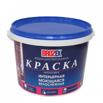Краска интерьерная моющаяся супербелая акриловая - Строительные материалы
